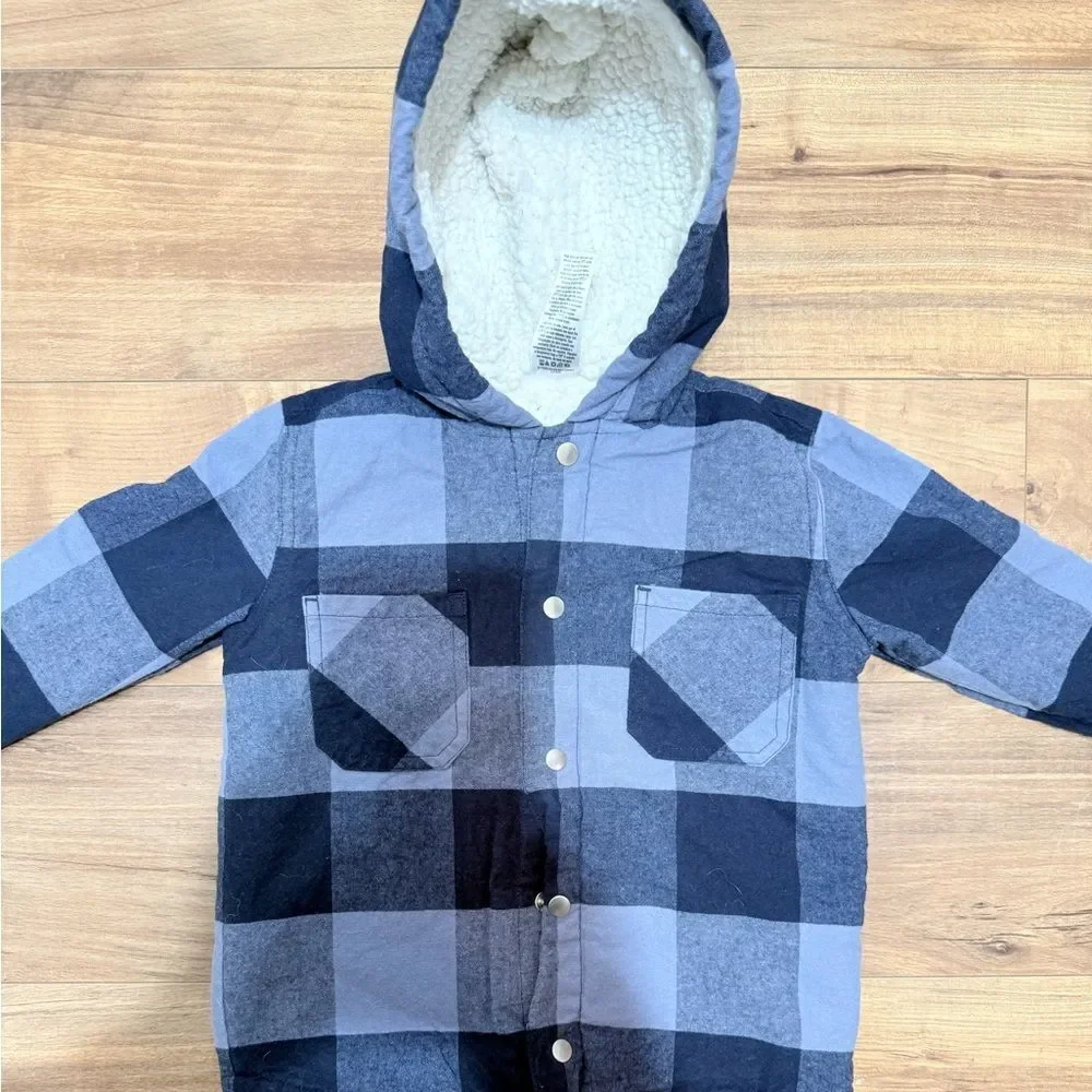 Gerber Blue Plaid Kids Hooded Jacket‎ Size 24 Months
